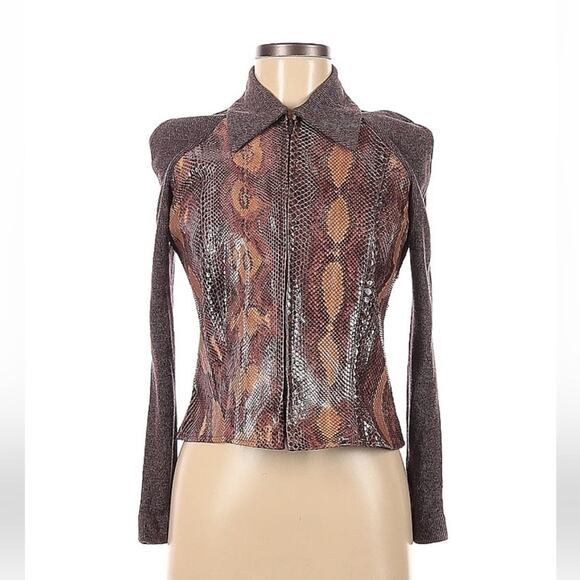 Fe Zandi Jackets & Blazers - Fe Zandi Beverly Hills Snakeskin python zip up jacket, size 6
